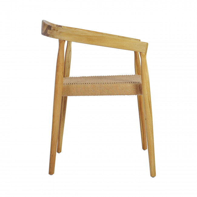 Buri - Lot de 2 fauteuils de table en teck et corde tressé