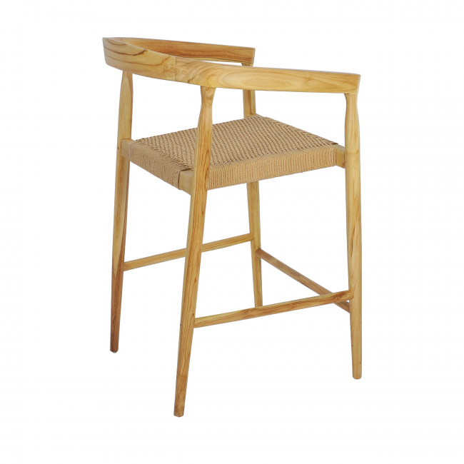 Buri - Lot de 2 fauteuils de bar en teck et corde tressé H65cm