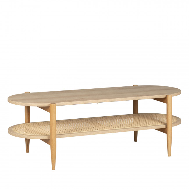 Ellos - Table basse en bois et cannage