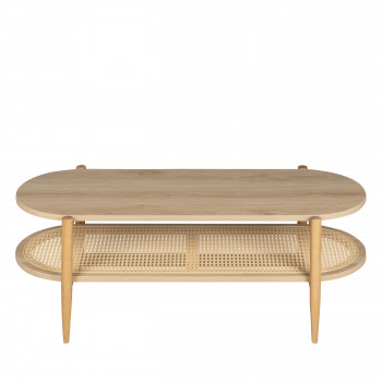 Ellos - Table basse en bois et cannage