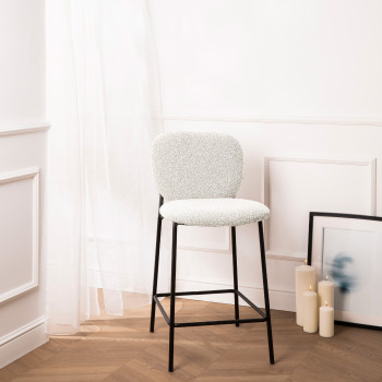 Dalby - Lot de 2 tabourets de bar en tissu bouclette et métal 65cm