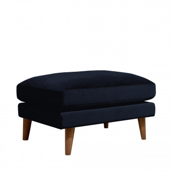 Villabon - Pouf en velours pieds bois foncé