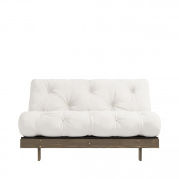 Roots - Canapé convertible 140x200cm en bois foncé et tissu