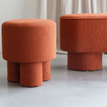 Marcos - Tabouret rond en tissu bouclette ø40cm
