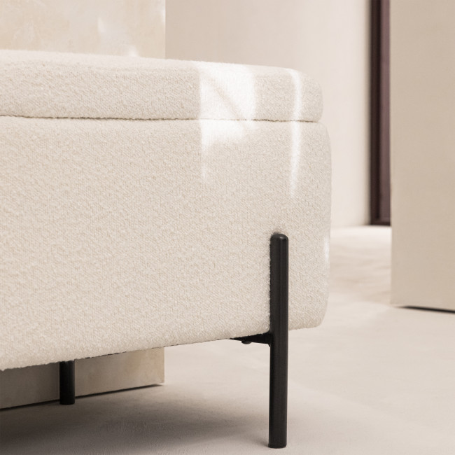 Kos - Banc coffre en tissu bouclette et métal L100cm