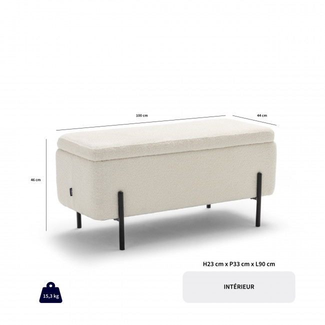 Kos - Banc coffre en tissu et métal L100cm