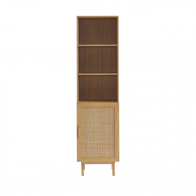 June - Colonne de rangement en bois et cannage H190cm