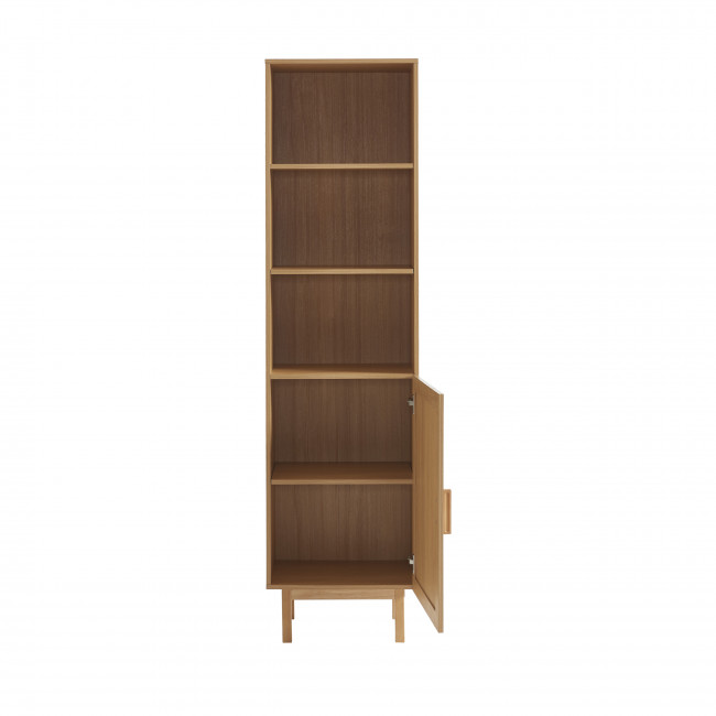 June - Colonne de rangement en bois et cannage H190cm