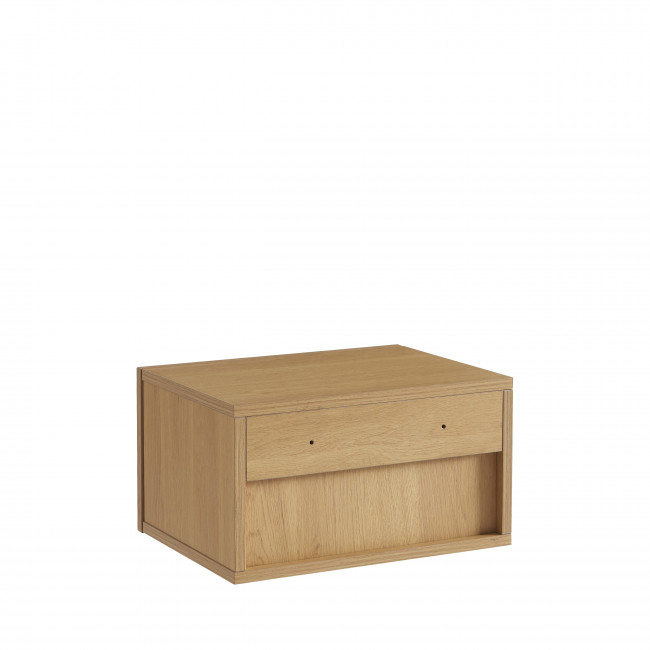 June - Lot de 2 tables de chevet murales avec rangement en bois et cannage