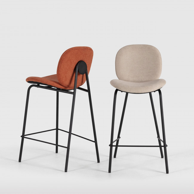 Bega - Lot de 2 chaises de bar en tissu, 65 cm
