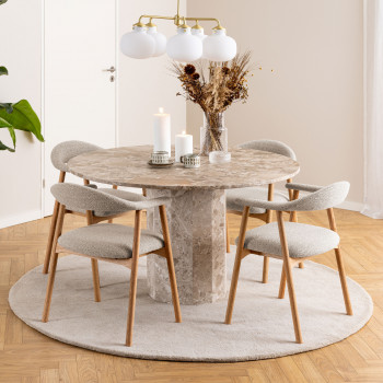 Anabate - Lot de 2 fauteuils de table en tissu et bois