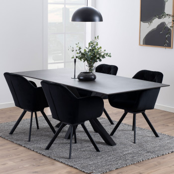 Eurame - Table à manger 8 places en céramique et métal 