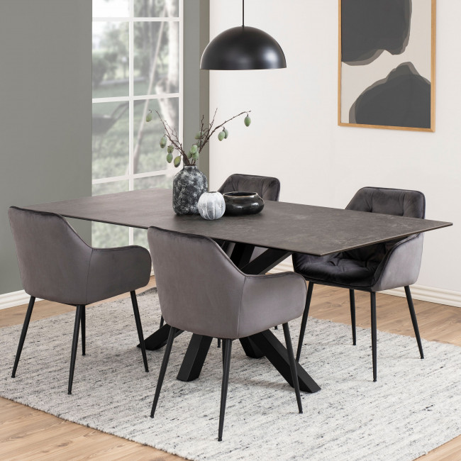 Eurame - Table à manger 8 places en céramique et métal 