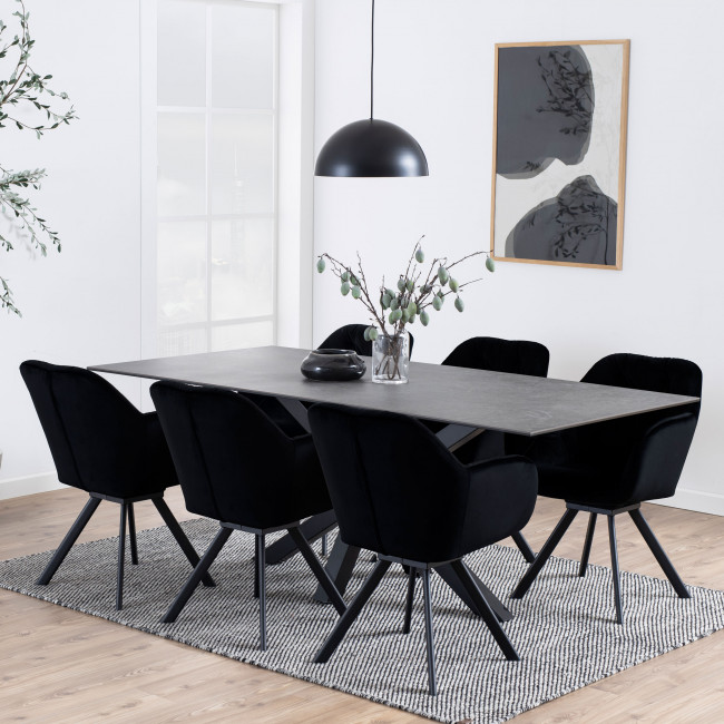 Eurame - Table à manger 8 places en céramique et métal 