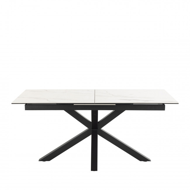Eurame - Table à manger extensible 6 à 8 places en céramique et métal 168-210x90cm