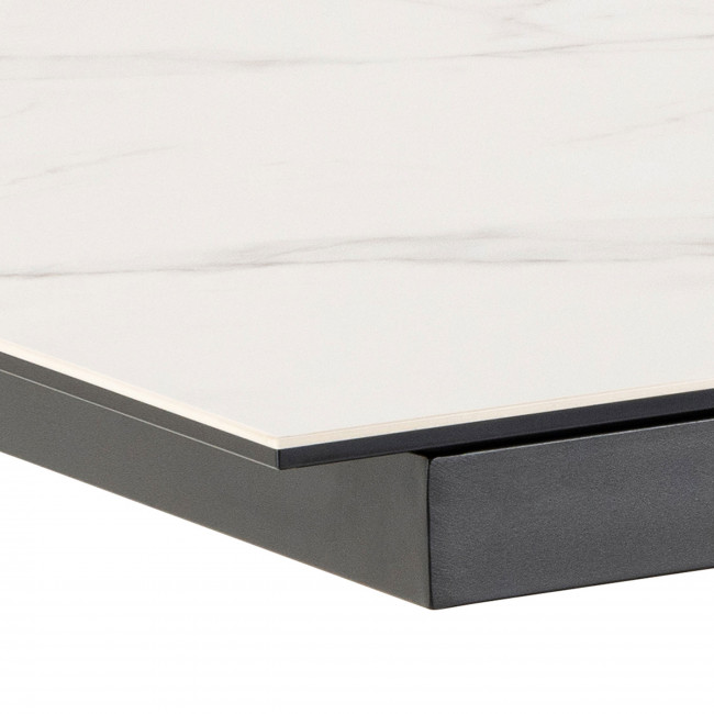 Eurame - Table à manger extensible 6 à 8 places en céramique et métal 168-210x90cm