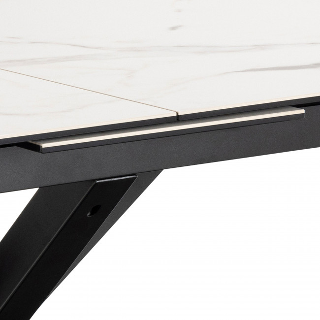 Eurame - Table à manger extensible 6 à 8 places en céramique et métal 168-210x90cm