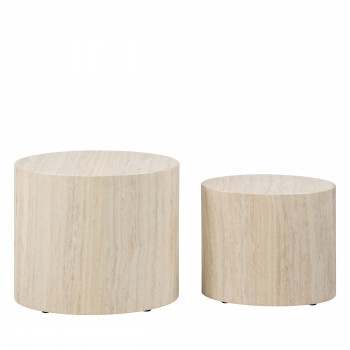 Equicola - Table d'appoint ovale en effet travertin
