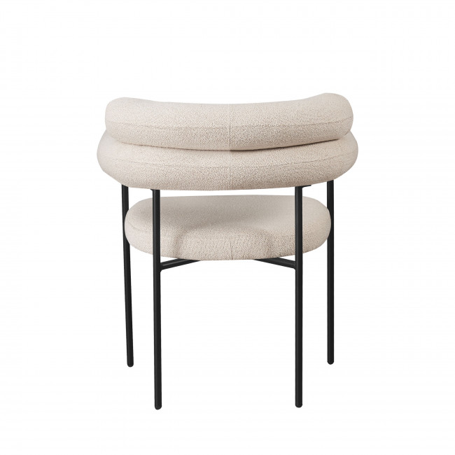 Nori - Lot de 2 fauteuils de table en tissu bouclette et métal