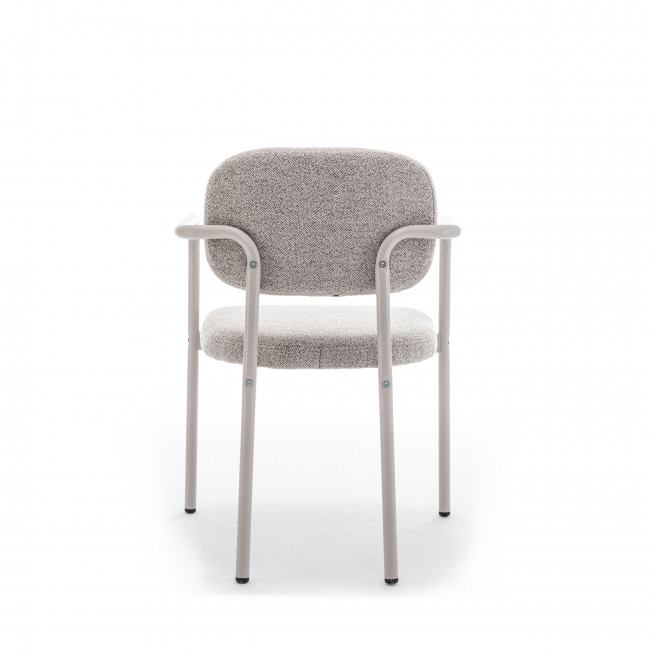 Stuart - Lot de 2 fauteuils de table en tissu bouclette pieds beiges
