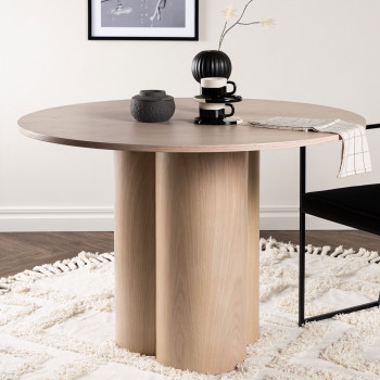 Olivia - Table à manger 4 personnes ronde en bois 
