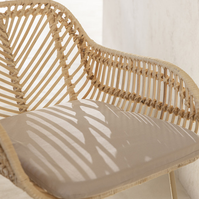 Nunuhai - Lot de 2 tabourets de bar en rotin pieds beige 76cm