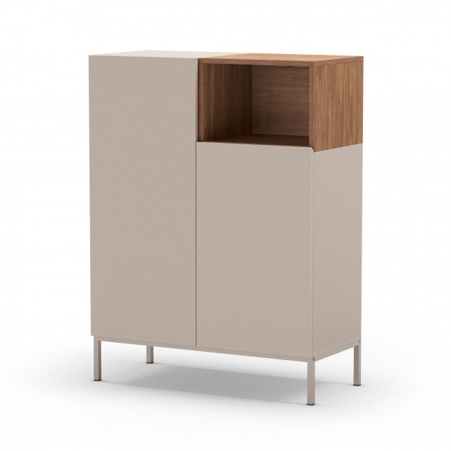 Quenor - Buffet 2 portes en bois et métal H120cm