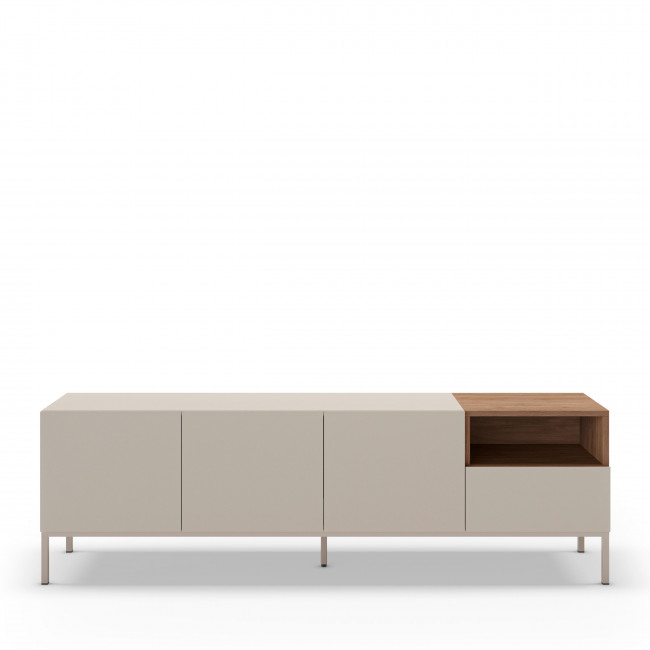 Quenor - Meuble TV 3 portes 1 tiroir en bois et métal L180cm