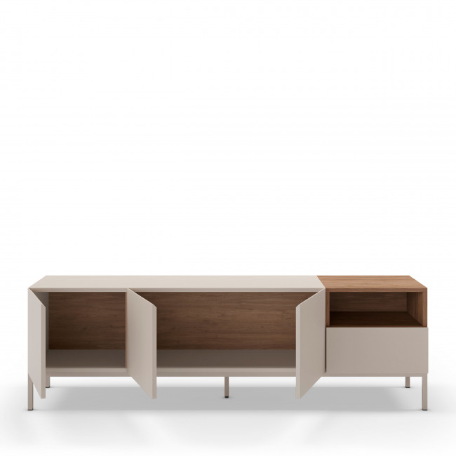 Quenor - Meuble TV 3 portes 1 tiroir en bois et métal L180cm