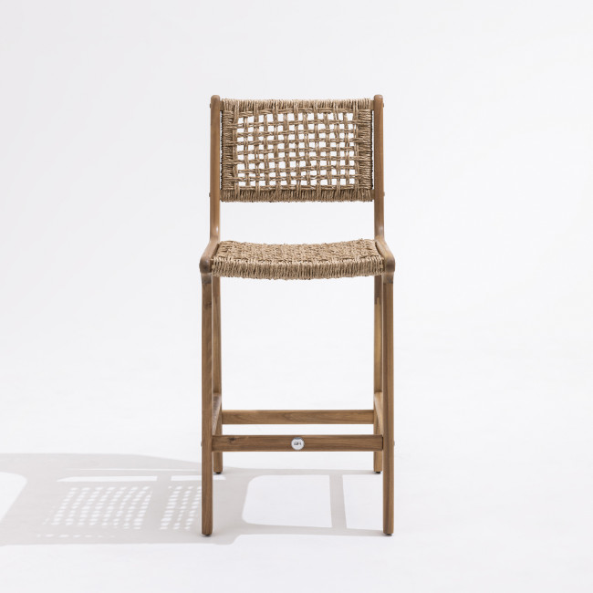 Lexia - Lot de 2 tabourets de bar en bois d'acacia et résine tressée H76cm