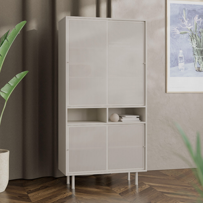 Kiso - Vaisselier 4 portes, 2 niches en métal H180cm