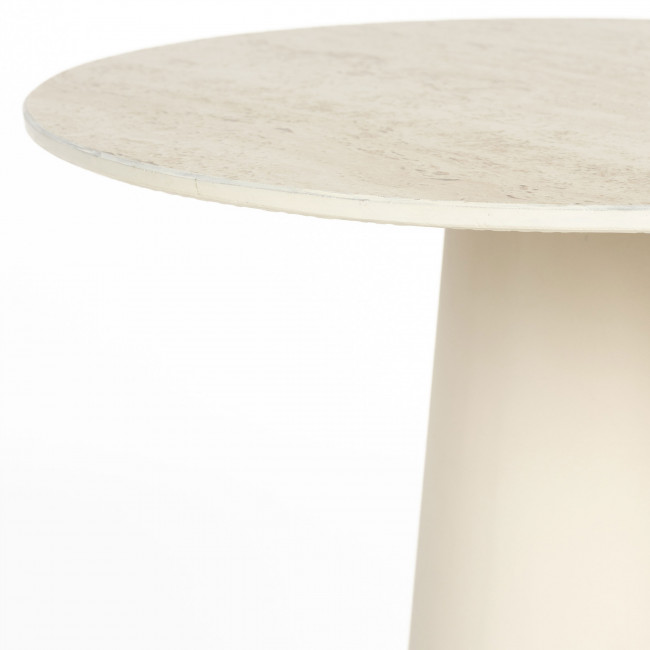 Joya - Table d'appoint ronde effet travertin ø40cm H52cm