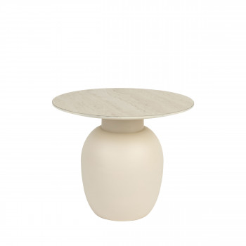 Karula - Table d'appoint ronde effet travertin ø50cm