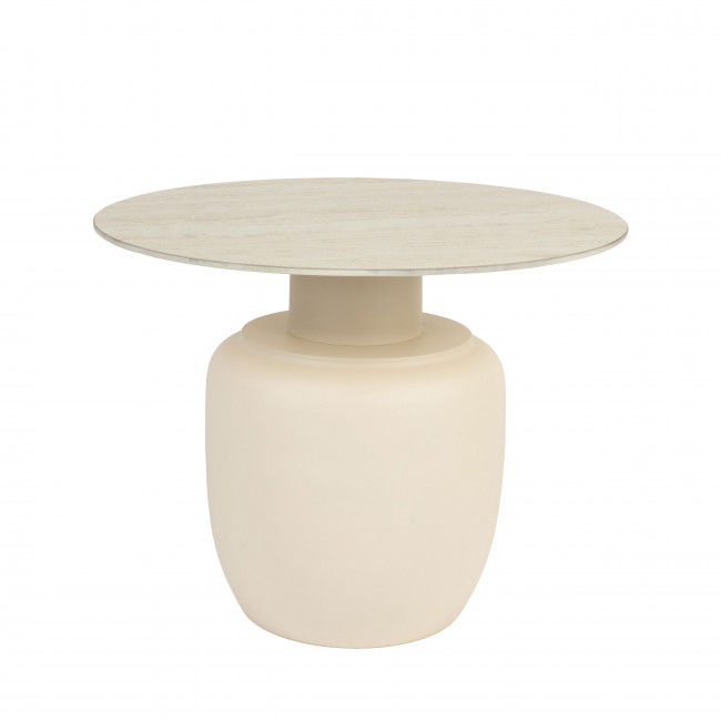 Karula - Table basse ronde effet travertin ø60cm