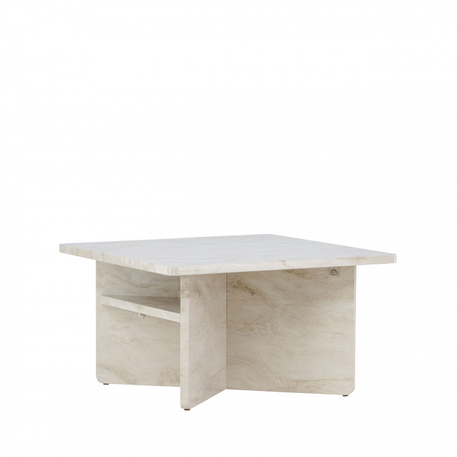 Alesund - Table basse carrée en effet travertin 75x75cm