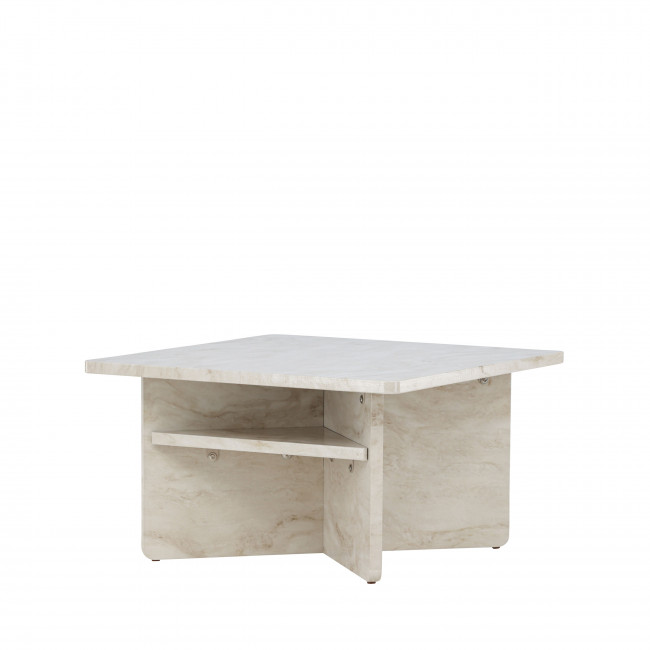 Alesund - Table basse carrée en effet travertin 75x75cm