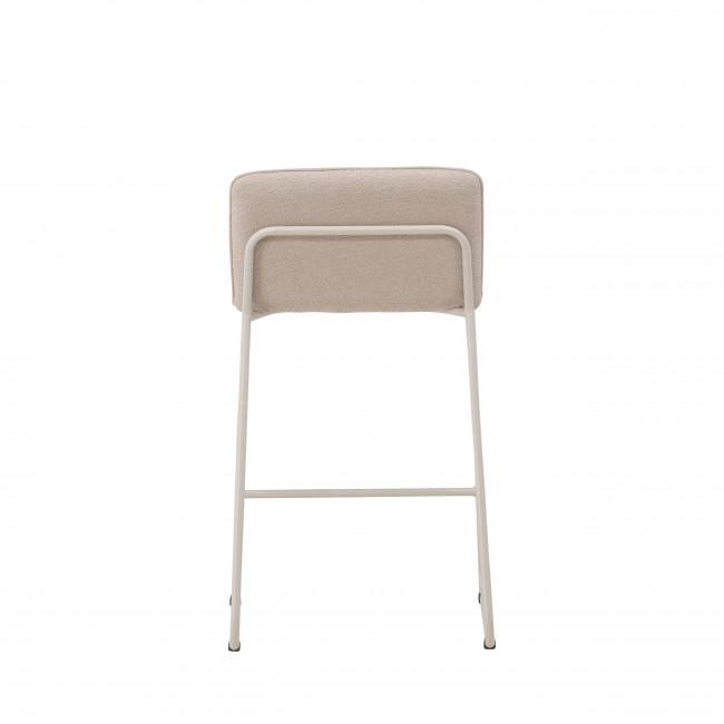 Bisbee - Lot de 2 tabourets de bar en tissu bouclette pieds beiges H65cm