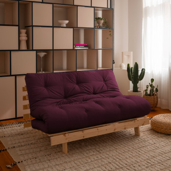 Roots - Canapé convertible 140x200cm en bois naturel et tissu
