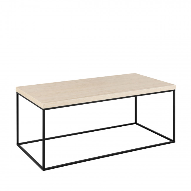 Mixo - Table basse en effet travertin et métal 110x50cm