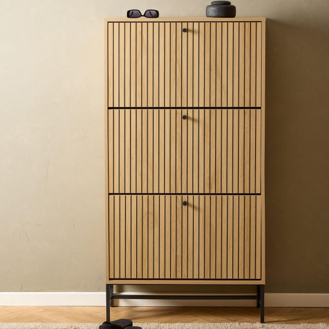 Storo - Meuble à chaussures 3 portes en bois et métal L71,6cm
