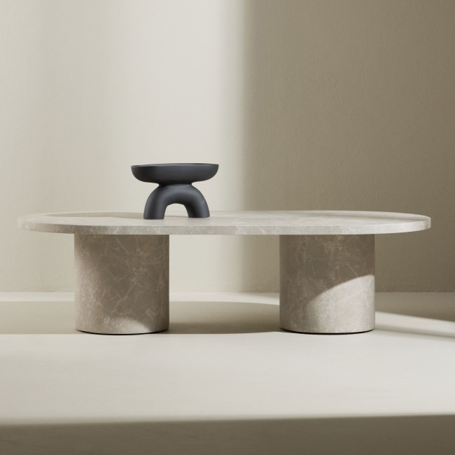 Narvik - Table basse ovale effet marbre 120x60cm