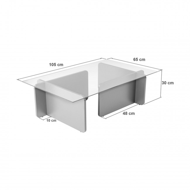 Cubix - Table basse en verre trempé et bois