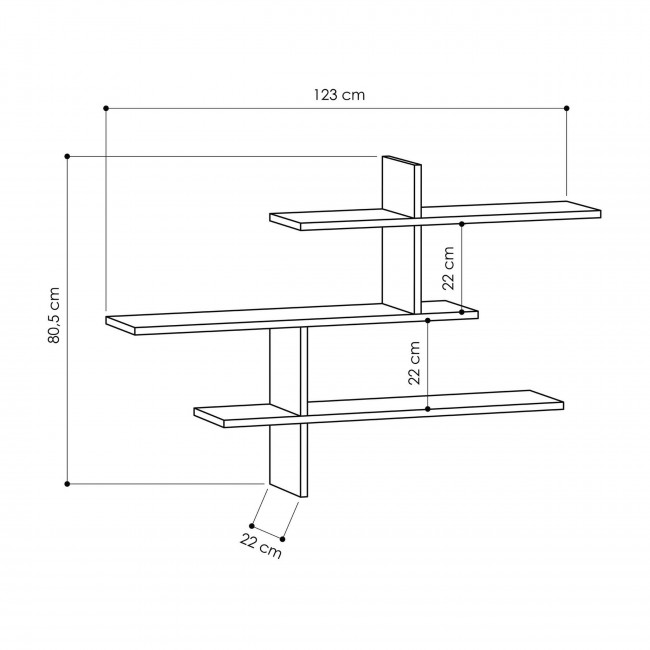 Lio - Étagère murale en bois L123cm