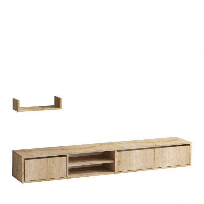 Airo - Meuble TV suspendu 3 portes en bois L180cm
