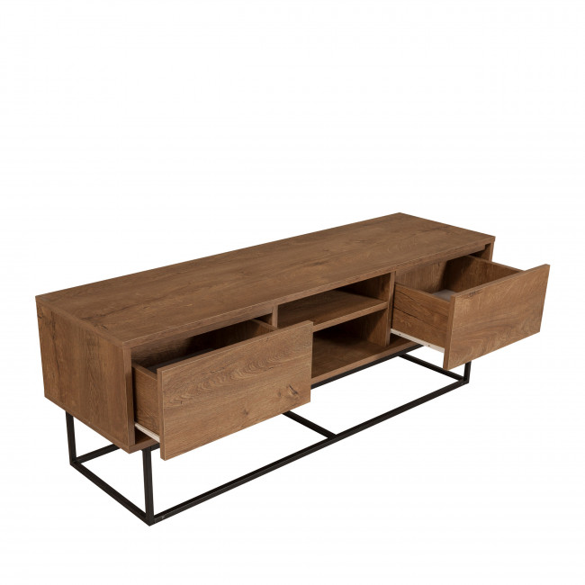 Roa - Meuble TV 2 tiroirs en bois et métal L140cm
