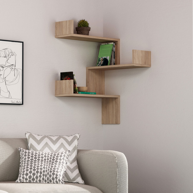 Lucia - Étagère d'angle murale en bois L60cm