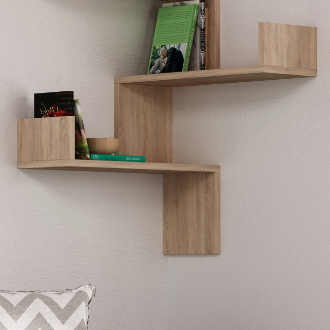 Lucia - Étagère d'angle murale en bois L60cm
