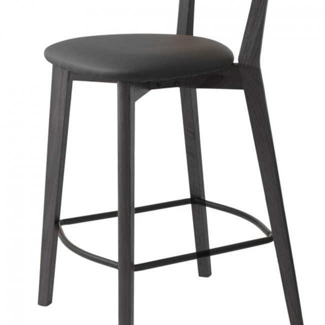 Aude - Lot de 2 chaises de bar en bois et simili H67cm