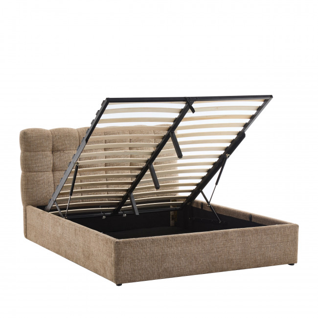 Acara - Lit coffre matelassé en tissu 140x190cm