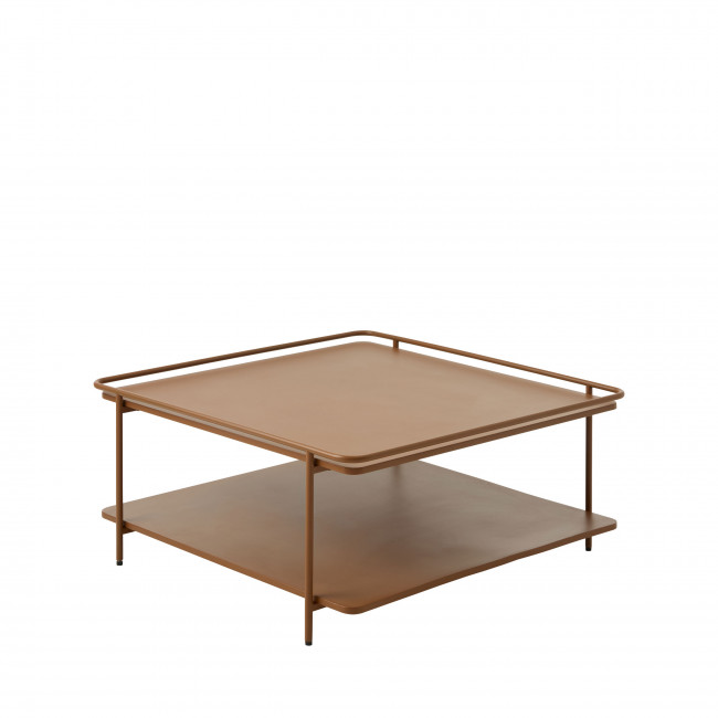 Saranda - Table basse carrée 2 plateaux en métal 75x75cm